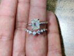 1.83 Ctw Emerald Cut Diamond Solitaire Engagement Ring Set 925 Sterling Silver