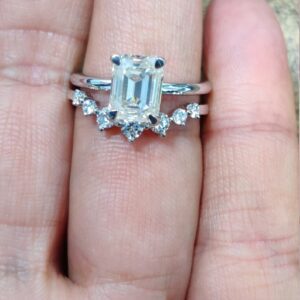 1.83 Ctw Emerald Cut Diamond Solitaire Engagement Ring Set 925 Sterling Silver