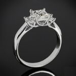 2.75 Ctw Classic Princess 3 Stone Diamond Fancy Engagement Ring 14k White Gold