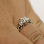 2.75 Ctw Classic Princess 3 Stone Diamond Fancy Engagement Ring 14k White Gold