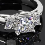 2.75 Ctw Classic Princess 3 Stone Diamond Fancy Engagement Ring 14k White Gold
