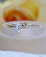 2.15 Carat Pear Shape Diamond Solitaire Engagement Ring Set 14k Yellow Gold