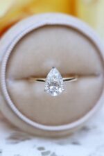 2.15 Carat Pear Shape Diamond Solitaire Engagement Ring Set 14k Yellow Gold
