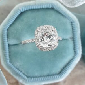 2.50 Ctw Cushion Cut White Diamond Halo Engagement Ring 14k Gold Finish