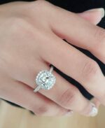 2.50 Ctw Cushion Cut White Diamond Halo Engagement Ring 14k Gold Finish
