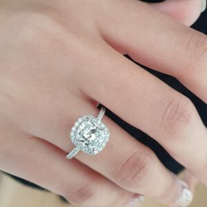 2.50 Ctw Cushion Cut White Diamond Halo Engagement Ring 14k Gold Finish
