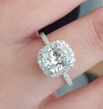 2.50 Ctw Cushion Cut White Diamond Halo Engagement Ring 14k Gold Finish
