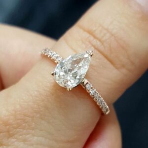 2.50 Ctw Pear Cut Diamond Solitaire With Accents Engagement Ring 14k Rose Gold Over