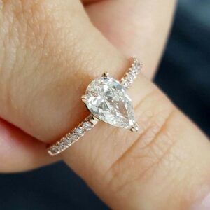 2.50 Ctw Pear Cut Diamond Solitaire With Accents Engagement Ring 14k Rose Gold Over
