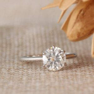 2.00Ct Round White Diamond Solitaire Engagement Ring 14k Gold Plated