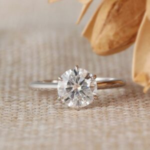 2.00Ct Round White Diamond Solitaire Engagement Ring 14k Gold Plated
