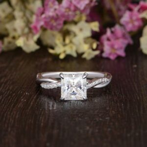 1.92 Ctw Princess Cut Solitaire Diamond Infinity Engagement Ring 14k Gold Over