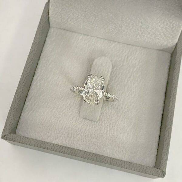 2.50 Ct Oval Cut Brilliant Diamond Double 4 Prong Engagement Ring 925 Sterling Silver
