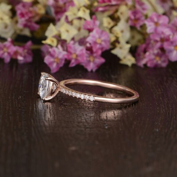 1.85 Ct Cushion Cut Diamond Solitaire With Accents Engagement Ring 10k Rose Gold