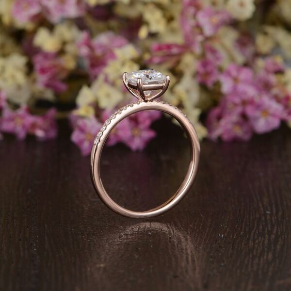 1.85 Ct Cushion Cut Diamond Solitaire With Accents Engagement Ring 10k Rose Gold