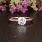 1.85 Ct Cushion Cut Diamond Solitaire With Accents Engagement Ring 10k Rose Gold