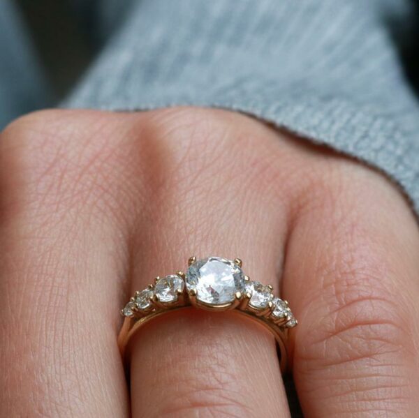 7-Stone Round 2.30CT Diamond Anniversary Wedding Ring Solid 14k Yellow Gold