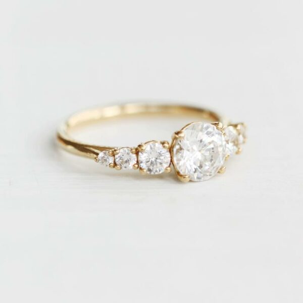 7-Stone Round 2.30CT Diamond Anniversary Wedding Ring Solid 14k Yellow Gold