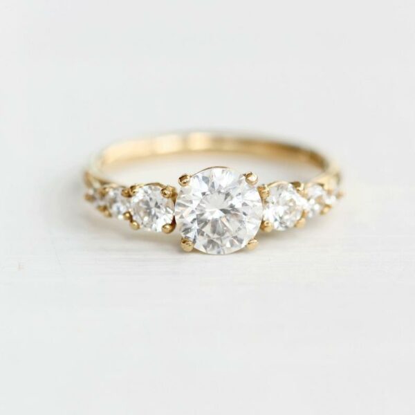 7-Stone Round 2.30CT Diamond Anniversary Wedding Ring Solid 14k Yellow Gold