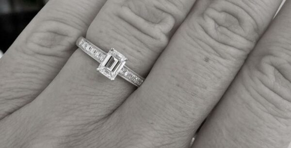 Art Deco 2.34 CT Emerald Cut Diamond Classic Engagement Ring 14k White Gold