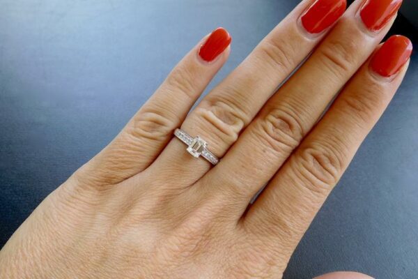 Art Deco 2.34 CT Emerald Cut Diamond Classic Engagement Ring 14k White Gold