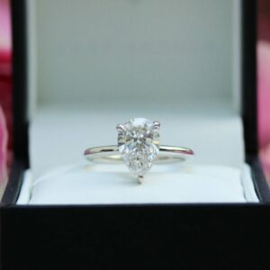 Solitaire Pear Shape 2.Ct Brilliant Diamond Engagement Ring 925 Sterling Silver
