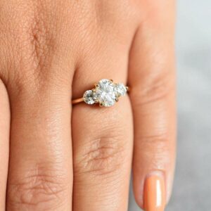 2.75 Ctw Oval & Round Cut Diamond Wedding Engagement Ring 14k Yellow Gold Over