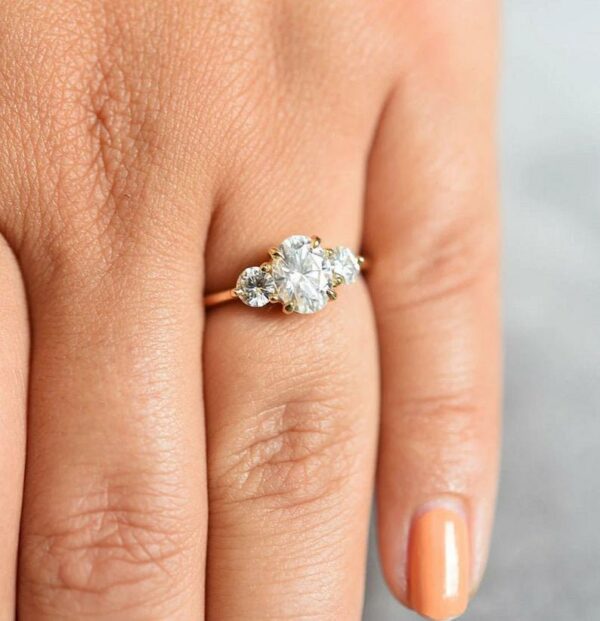 2.75 Ctw Oval & Round Cut Diamond Wedding Engagement Ring 14k Yellow Gold Over