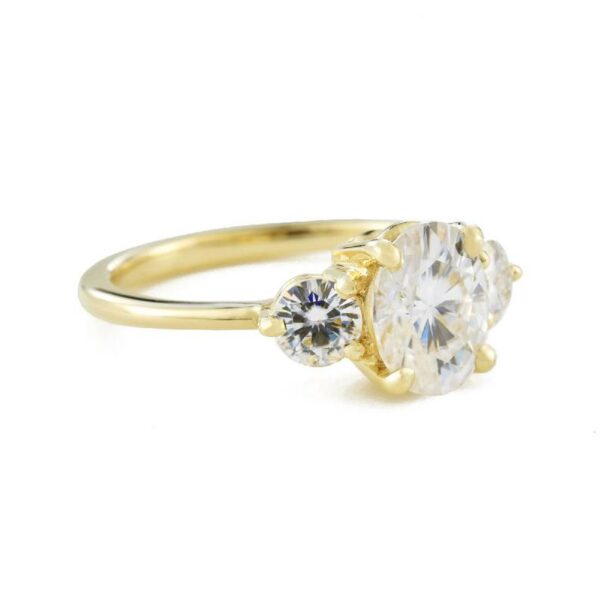 2.75 Ctw Oval & Round Cut Diamond Wedding Engagement Ring 14k Yellow Gold Over