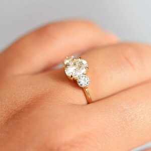 2.75 Ctw Oval & Round Cut Diamond Wedding Engagement Ring 14k Yellow Gold Over