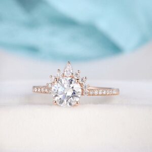 2.33 Ctw Round Cut Diamond Antique Engagement Ring 14k Rose Gold Plated