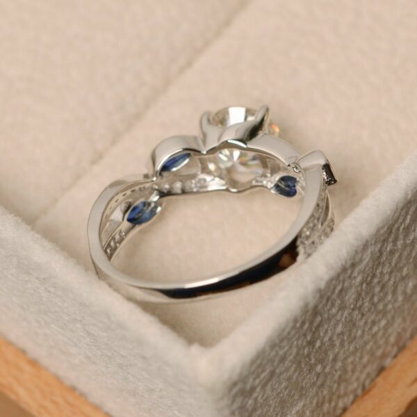 2.07 Ctw Forever Brilliant Cut Diamond Sapphire Engagement Ring 925 Sterling Silver
