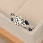 2.07 Ctw Forever Brilliant Cut Diamond Sapphire Engagement Ring 925 Sterling Silver