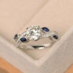2.07 Ctw Forever Brilliant Cut Diamond Sapphire Engagement Ring 925 Sterling Silver