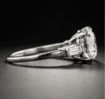 3.08 Carat Brilliant Diamond With Baguette Engagement Ring 925 Sterling Silver