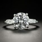 3.08 Carat Brilliant Diamond With Baguette Engagement Ring 925 Sterling Silver