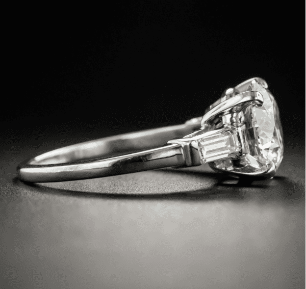 3.08 Carat Brilliant Diamond With Baguette Engagement Ring 925 Sterling Silver