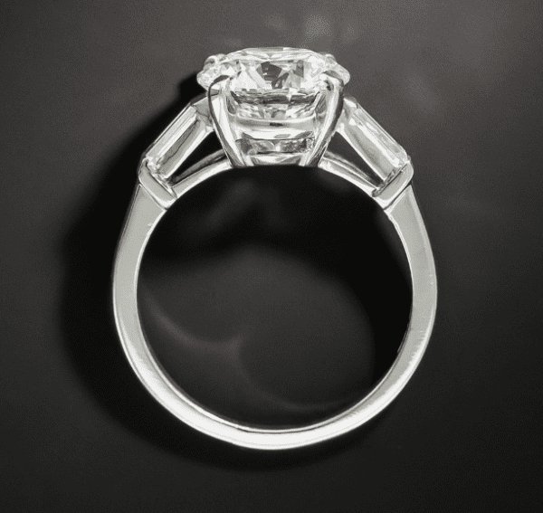 3.08 Carat Brilliant Diamond With Baguette Engagement Ring 925 Sterling Silver