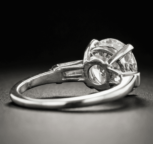3.08 Carat Brilliant Diamond With Baguette Engagement Ring 925 Sterling Silver