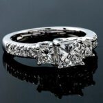 2.78 CT Princess Cut 3 Stone Diamond With Accents Engagement Ring 14k White Gold