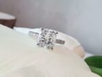 2.35 Ct Cushion Cut Solitaire With Accent Diamond Engagement Ring Solid 14k Gold