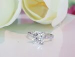 2.35 Ct Cushion Cut Solitaire With Accent Diamond Engagement Ring Solid 14k Gold