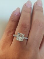 2.35 Ct Cushion Cut Solitaire With Accent Diamond Engagement Ring Solid 14k Gold