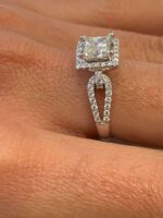2.32 Ctw Princess Cut Diamond Halo Classic Engagement Ring 10k White Gold