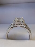 2.32 Ctw Princess Cut Diamond Halo Classic Engagement Ring 10k White Gold