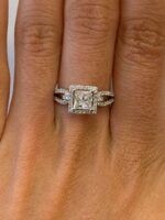 2.32 Ctw Princess Cut Diamond Halo Classic Engagement Ring 10k White Gold