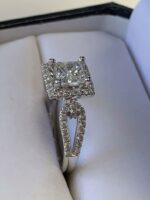 2.32 Ctw Princess Cut Diamond Halo Classic Engagement Ring 10k White Gold