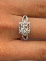 2.32 Ctw Princess Cut Diamond Halo Classic Engagement Ring 10k White Gold