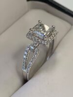 2.32 Ctw Princess Cut Diamond Halo Classic Engagement Ring 10k White Gold