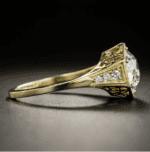 Art Deco Style 2.38 Carat Brilliant Cut Diamond Engagement Ring 14k Yellow Gold Plated